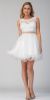 Beaded Lace Bust Mesh Babydoll Skirt Short Dress in Off White